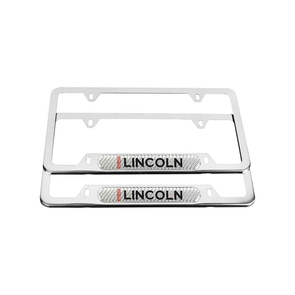 Brand New Universal 2PCS Lincoln Chrome Metal License Plate Frame