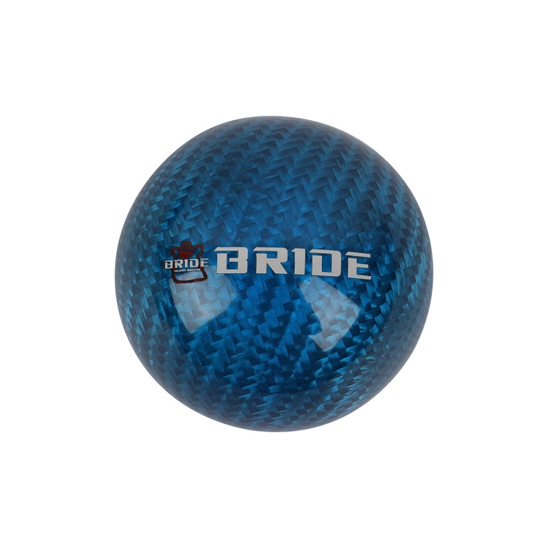 Brand New Universal Bride Car Gear Shift Knob Round Ball Shape Blue Real Carbon Fiber M8 M10 M12