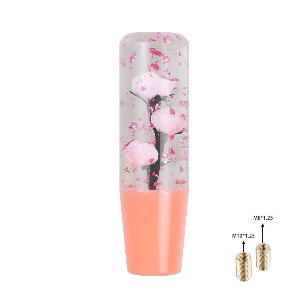 Brand New Universal 150mm Sakura Pink Glitter Rose Flowers Manual Car Gear Stick Shift Knob M8 M10 M12