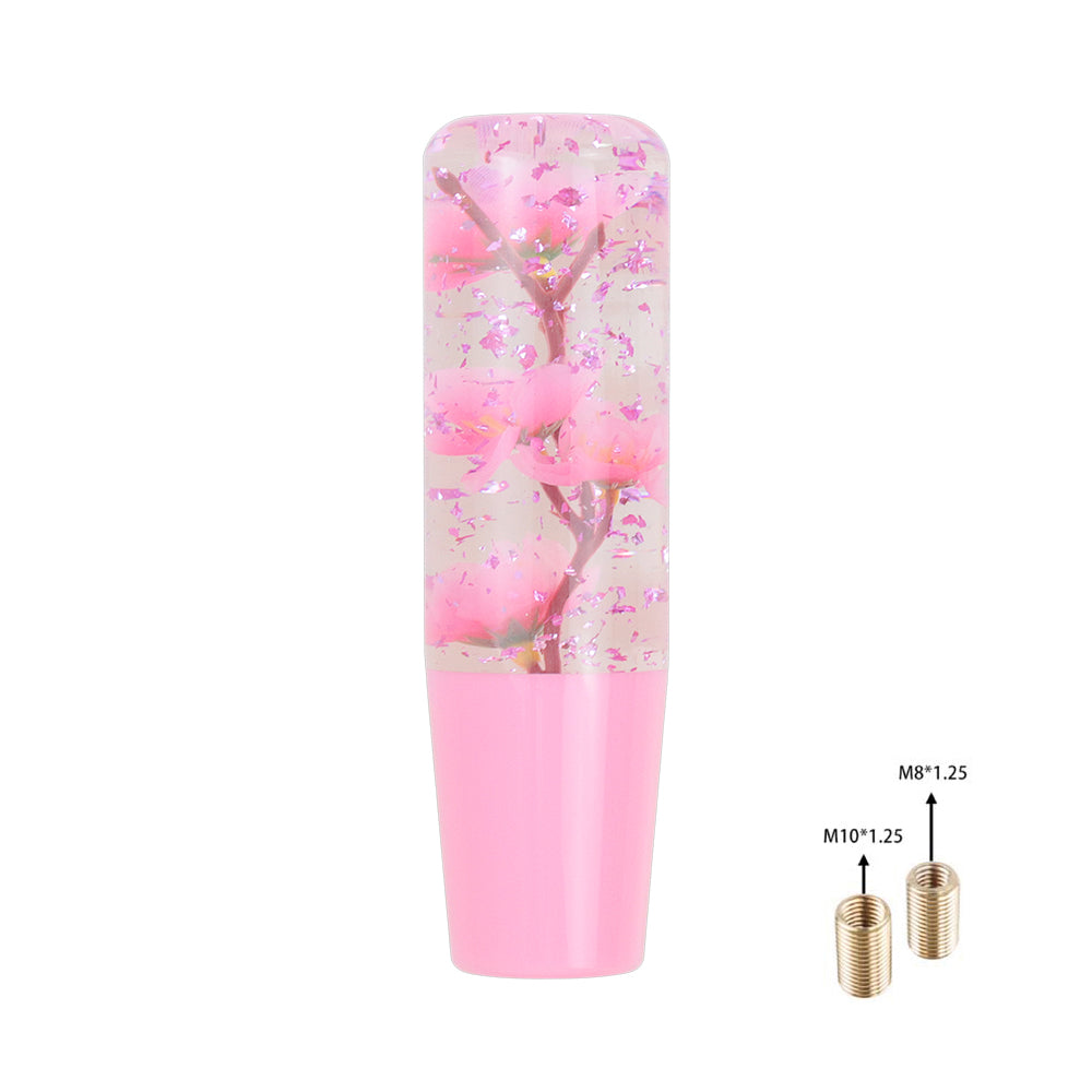 Brand New Universal 150mm Sakura Pink Glitter Rose Flowers Manual Car Gear Stick Shift Knob M8 M10 M12