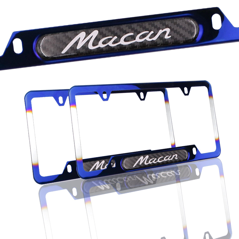 Brand New Universal 1PCS Porsche Macan Burnt Blue Metal License Plate Frame