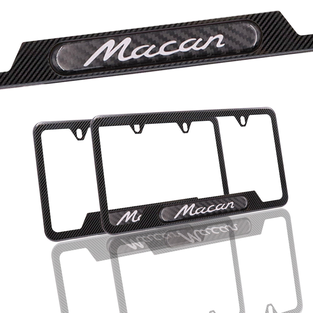 Brand New Universal 2PCS Porsche Macan Carbon Fiber Metal License Plate Frame