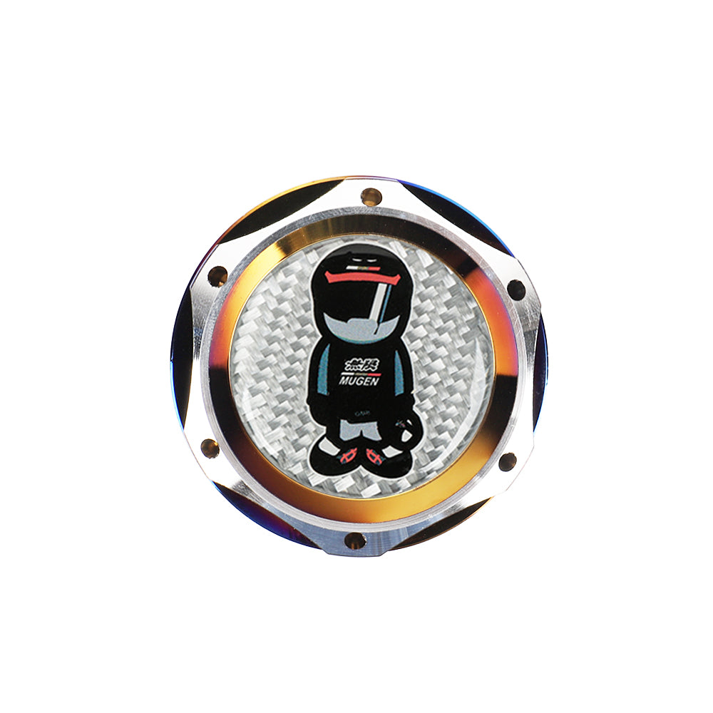 Brand New Jdm Mugen Racer Burnt Blue Engine Oil Cap With Real Carbon Fiber Mugen Racer Sticker Emblem For Honda / Acura