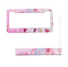 Load image into Gallery viewer, Brand New Universal 2PCS Anime Girl Poof Metal Pink License Plate Frame