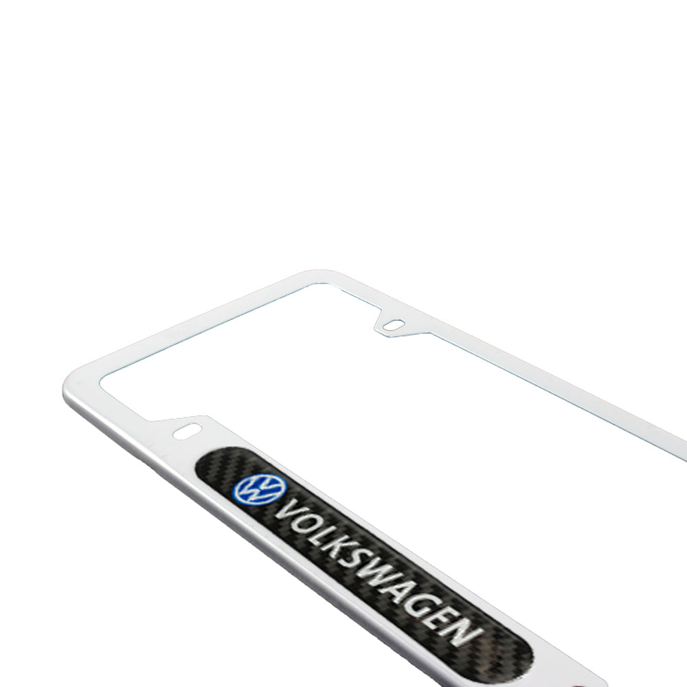 Brand New Universal 2PCS VOLKSWAGEN Silver Metal License Plate Frame