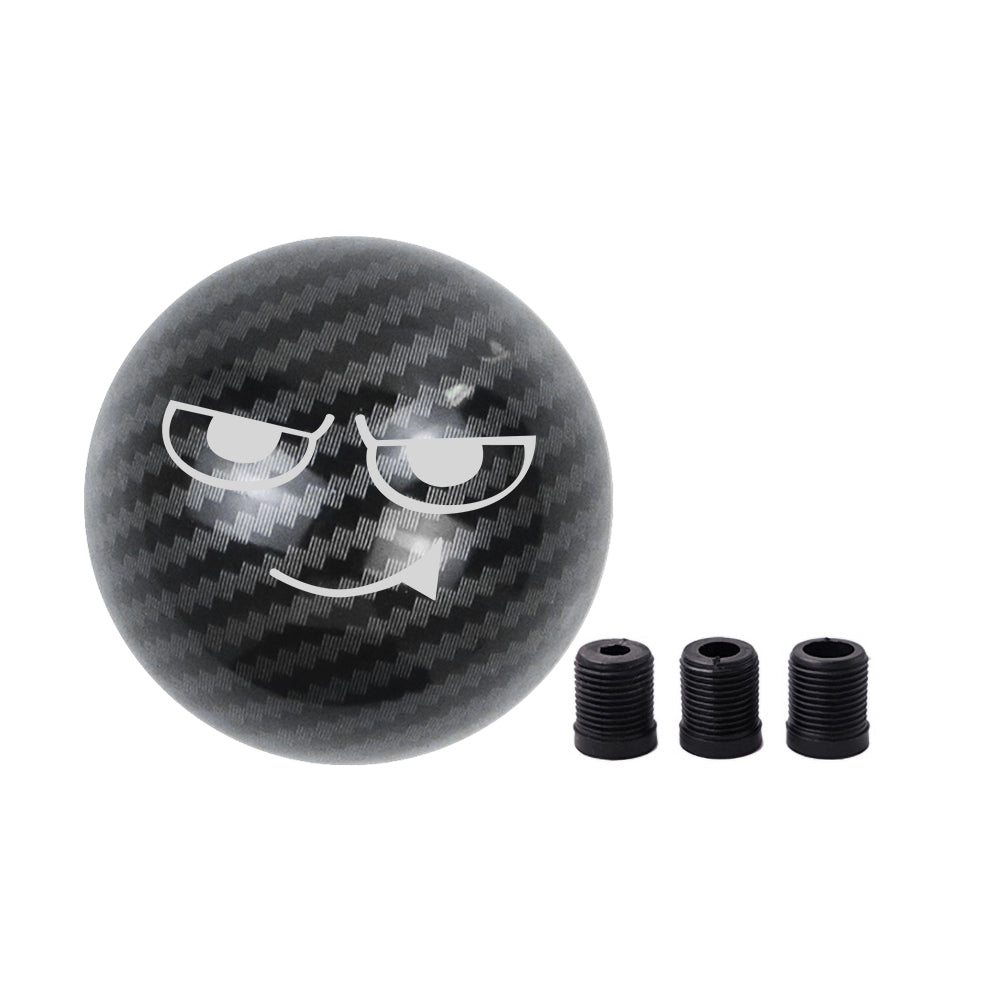 BRAND NEW UNIVERSAL JDM SMUG FACE Aluminum Carbon Fiber Style Round Ball Manual Gear Stick Shift Knob M8 M10 M12