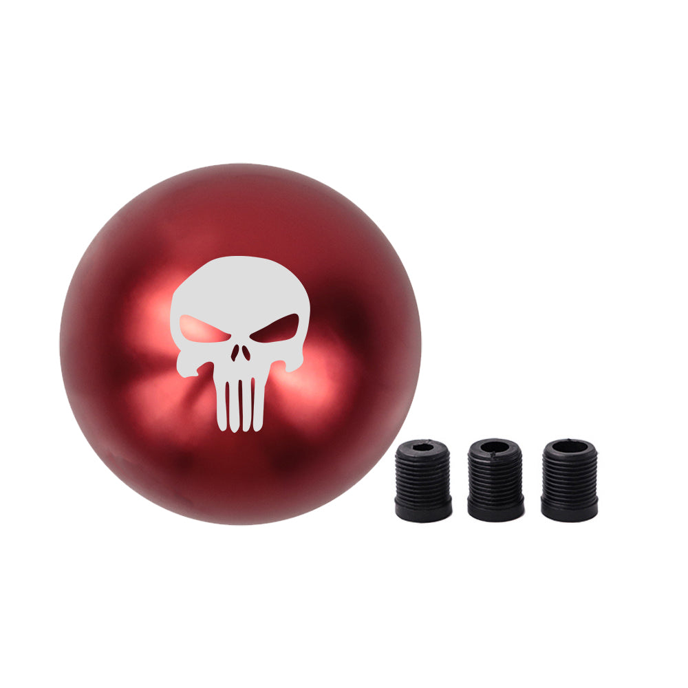 BRAND NEW UNIVERSAL JDM THE PUNISHER Aluminum Red Round Ball Manual Gear Stick Shift Knob M8 M10 M12