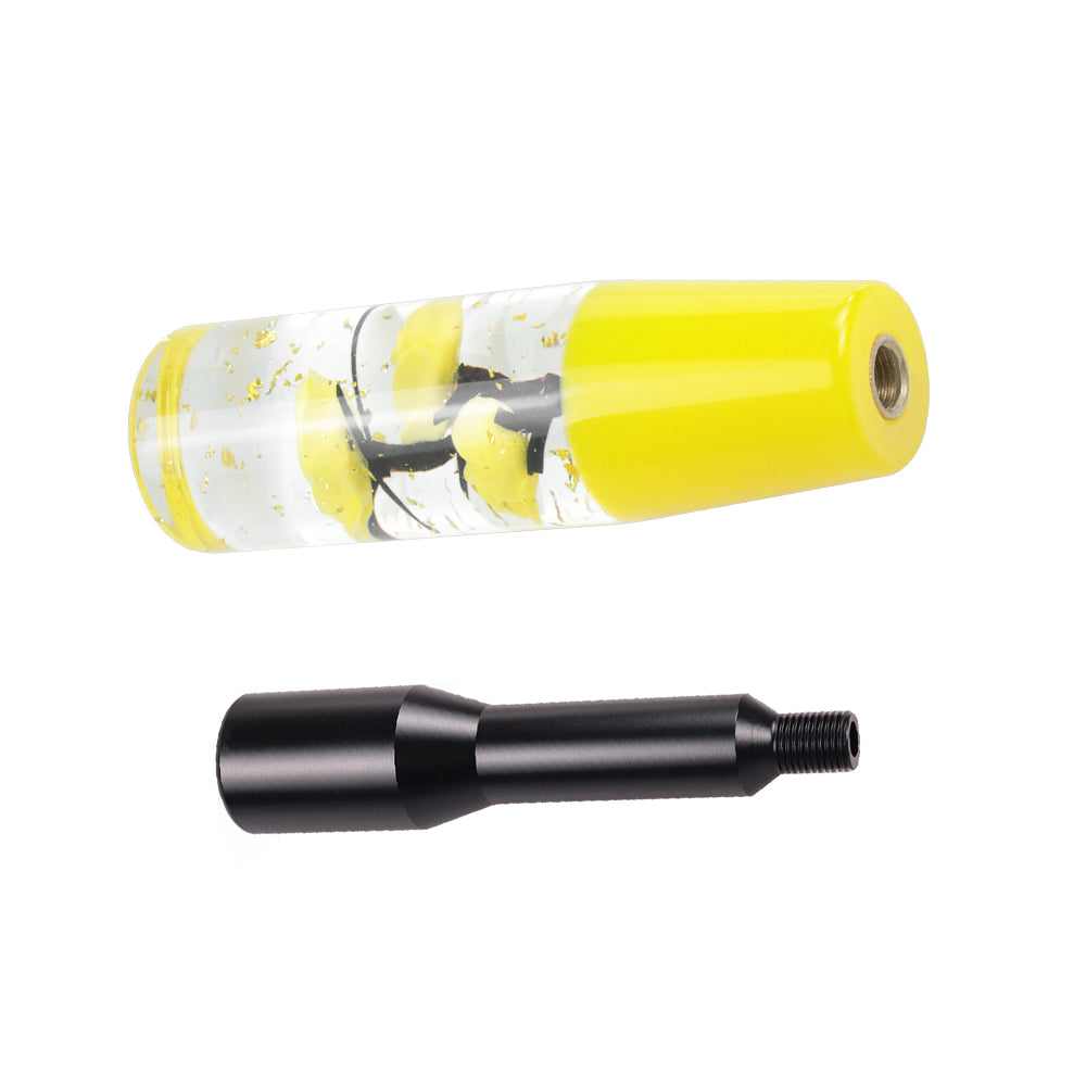 Brand New JDM Glitter Yellow Rose Flowers Manuel Gear Stick Shift Knob M8 M10 M12 & Black Shifter Extender Extension