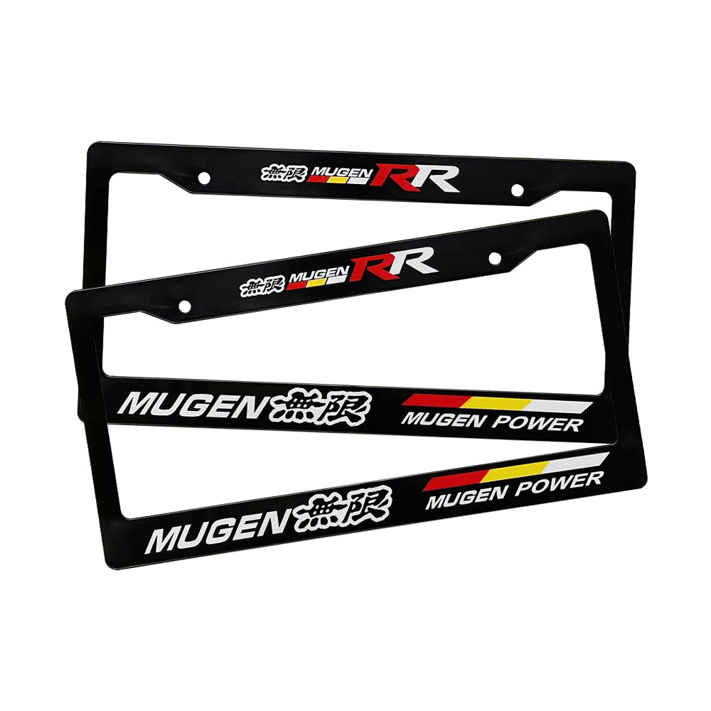 Brand New Universal 2PCS MUGEN RR ABS Plastic Black License Plate Frame Cover