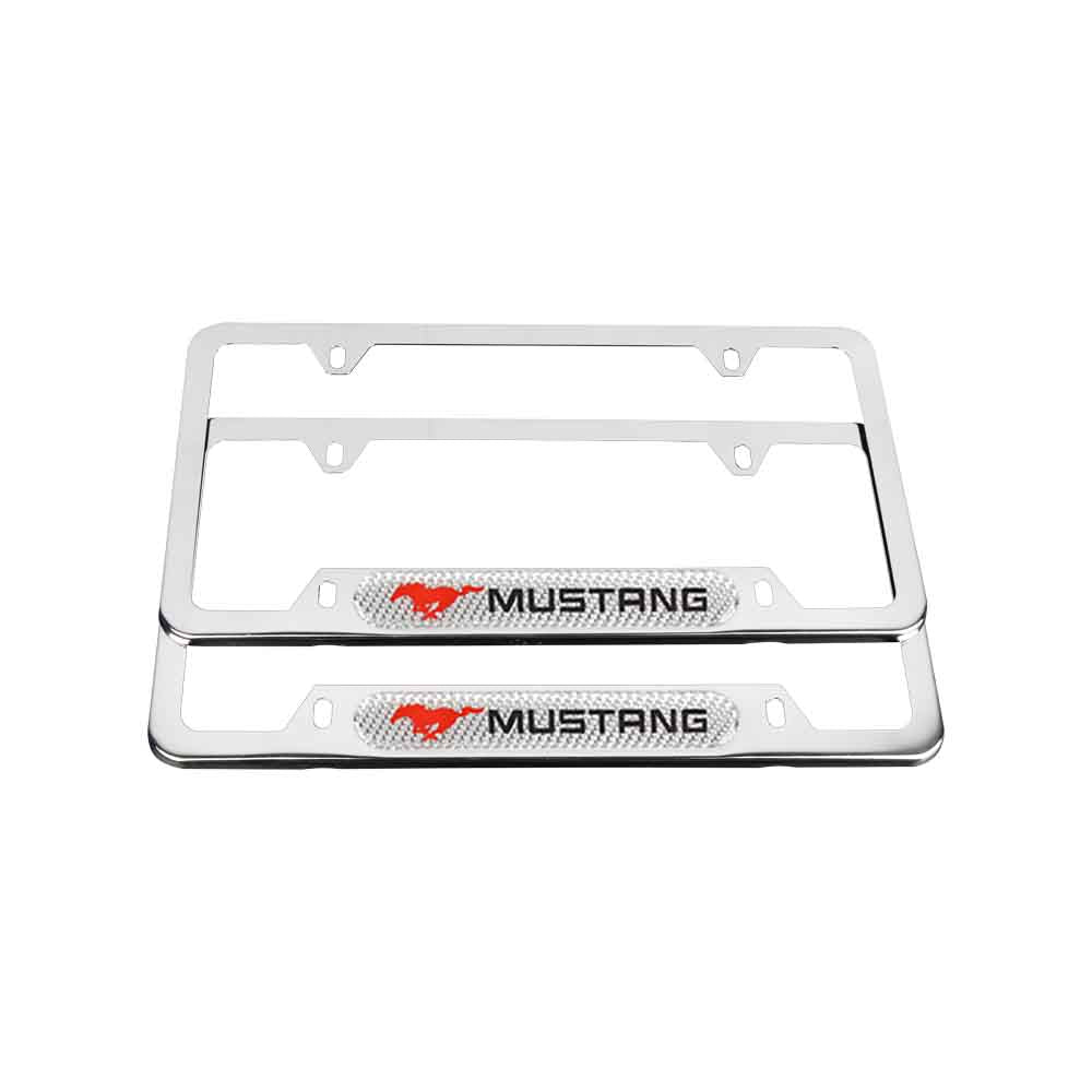 Brand New Universal 2PCS Ford Mustang Chrome Metal License Plate Frame