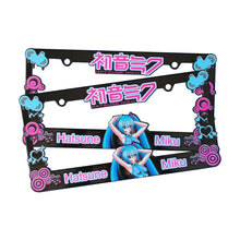 Load image into Gallery viewer, Brand New Universal 2PCS Anime Hatsune Miku ABS Plastic Black License Plate Frame