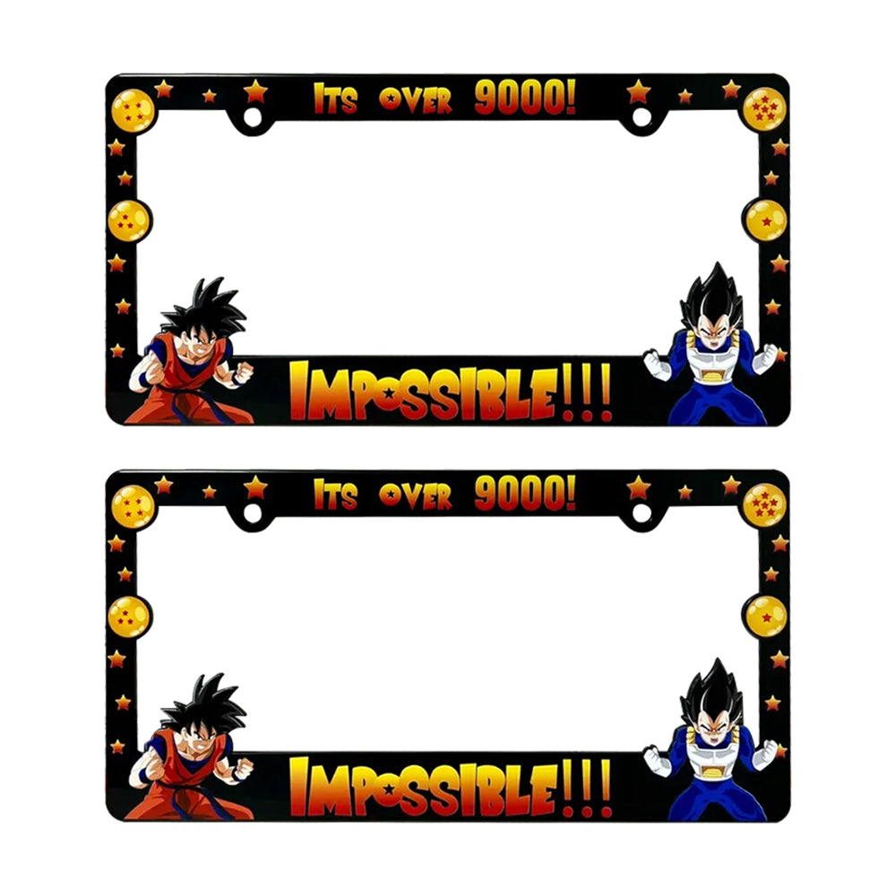 Brand New Universal 2PCS Anime Dragon Ball Z ABS Plastic Black License Plate Frame