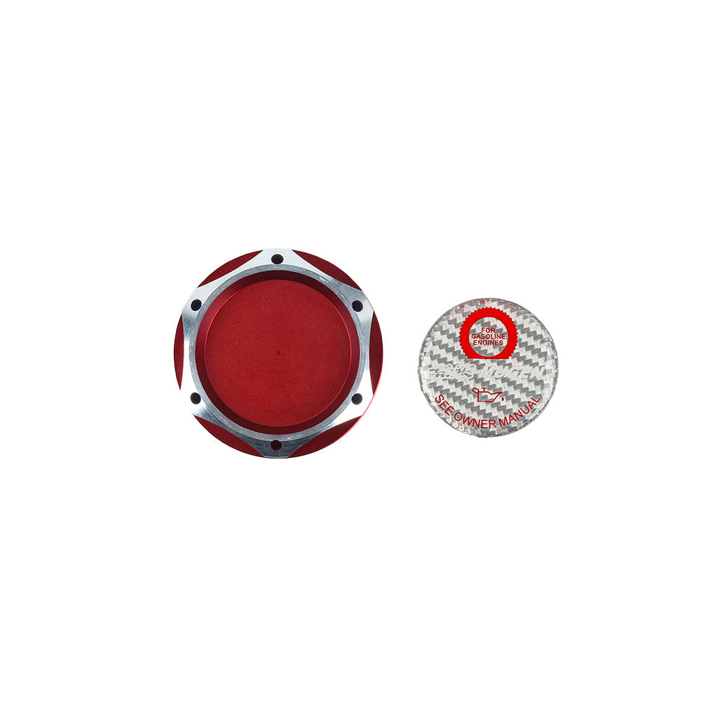 Brand New Jdm Red Engine Oil Cap With Real Carbon Fiber Mugen Sticker Emblem For Honda / Acura