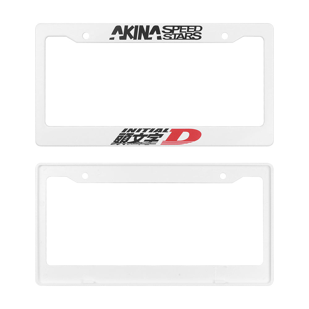 Brand New Universal 1PCS JDM INITIAL D AKINA SPEEDSTAR ABS Plastic White License Plate Frame