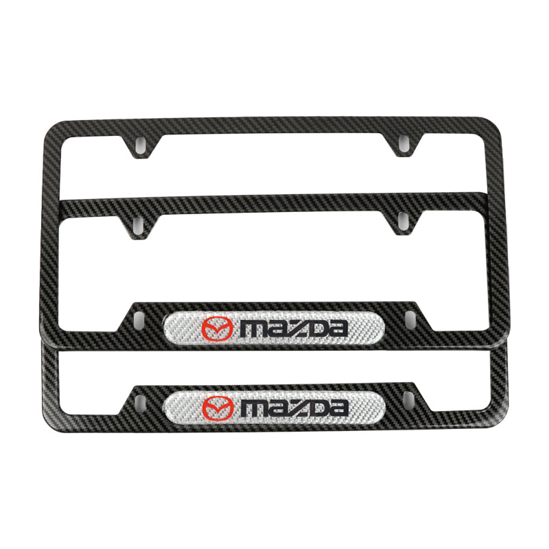 Brand New Universal 2PCS Mazda Carbon Fiber Look Metal License Plate Frame