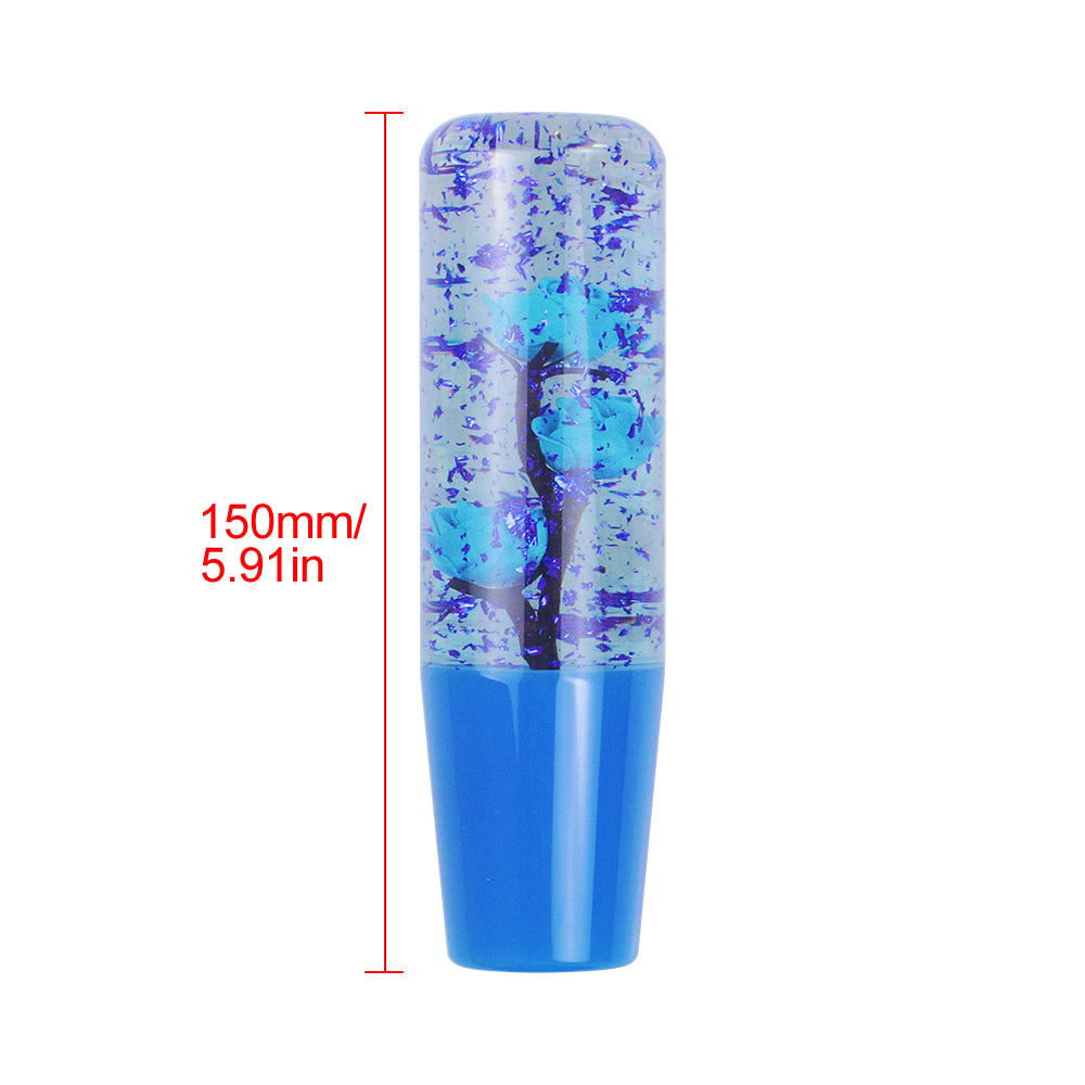 Brand New Universal 150mm Sakura Blue Glitter Rose Flowers Manual Car Gear Stick Shift Knob M8 M10 M12