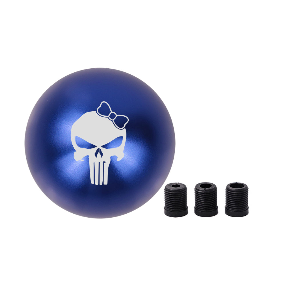 BRAND NEW UNIVERSAL JDM THE PUNISHER CHIC GIRL Aluminum Blue Round Ball Manual Gear Stick Shift Knob M8 M10 M12