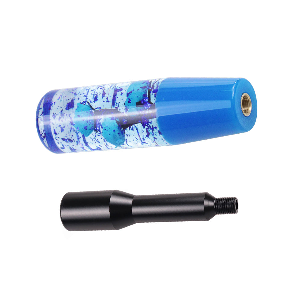 Brand New JDM Glitter Blue Rose Flowers Manuel Gear Stick Shift Knob M8 M10 M12 & Black Shifter Extender Extension