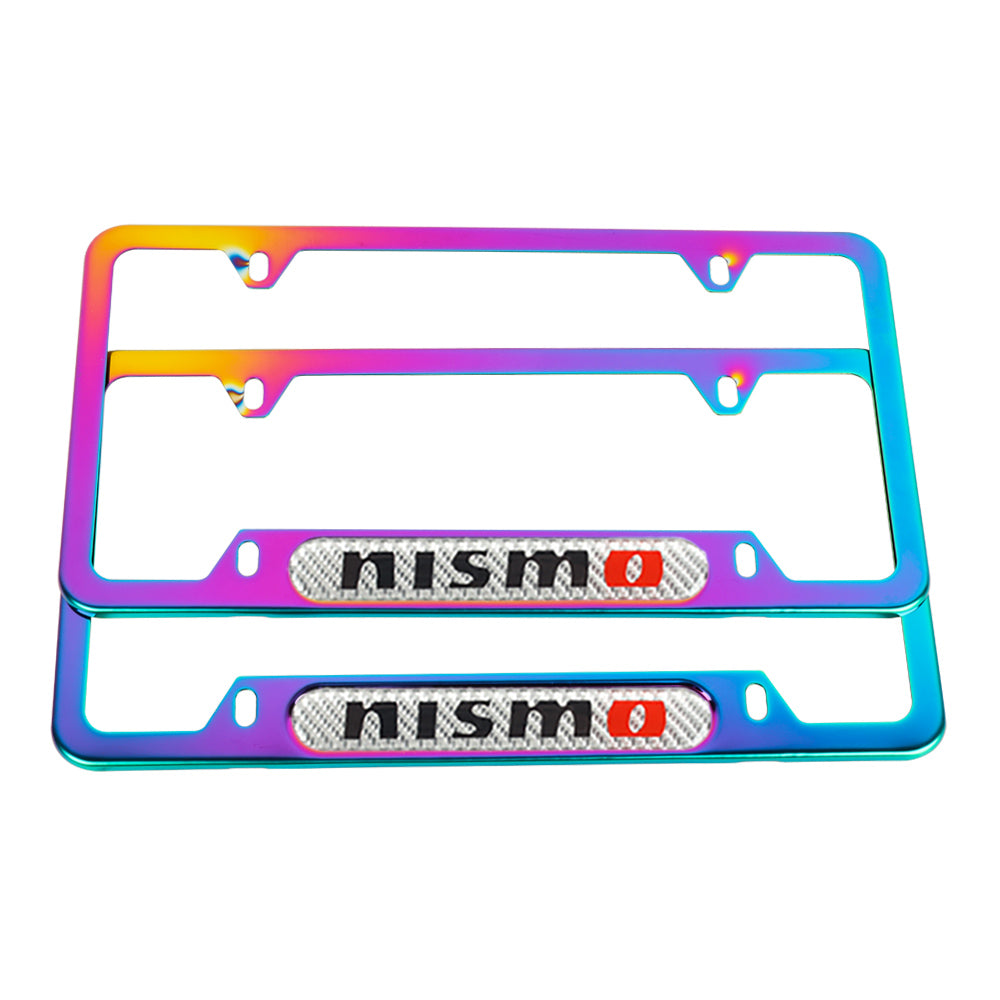 Brand New Universal 2PCS Nismo Neo Chrome Metal License Plate Frame