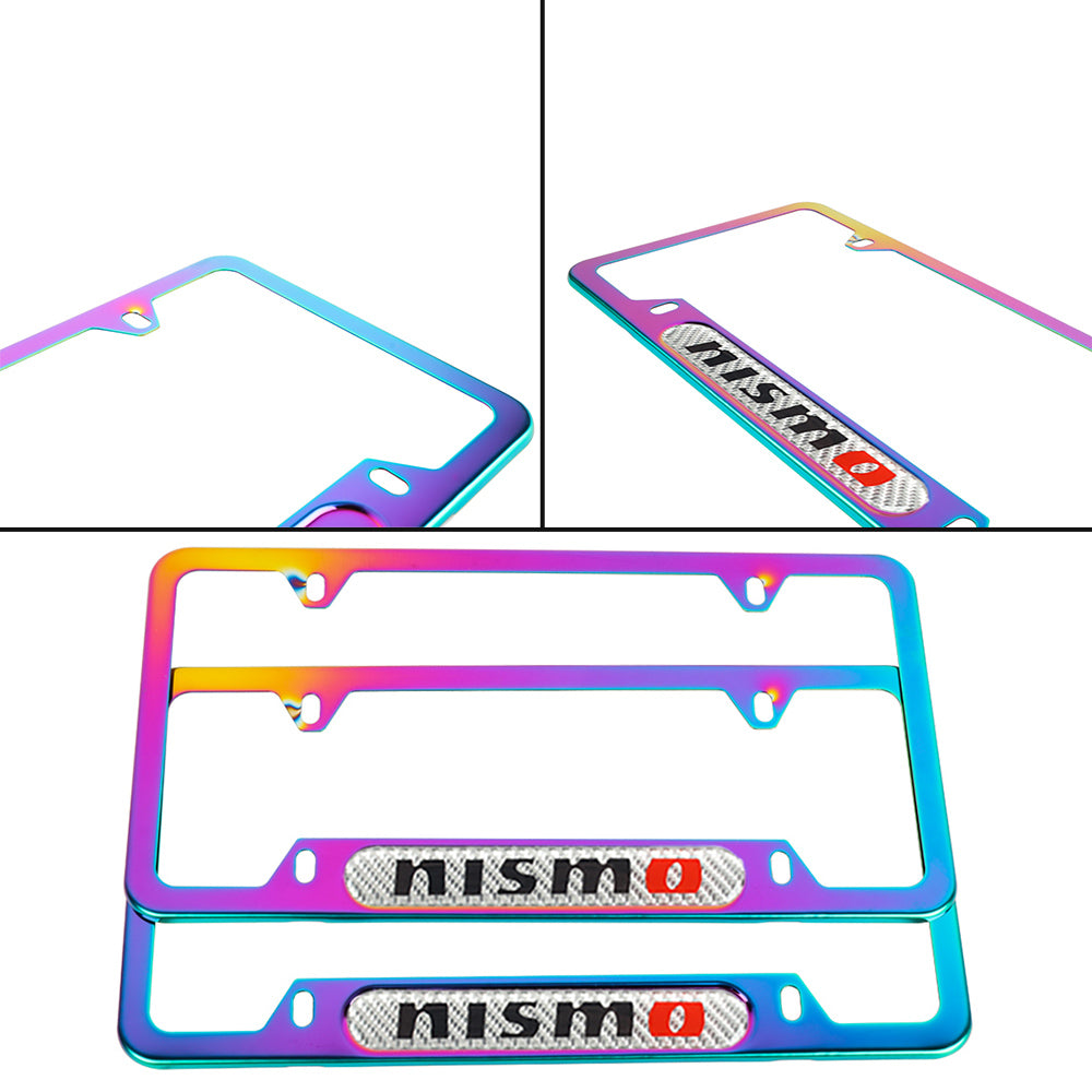 Brand New Universal 2PCS Nismo Neo Chrome Metal License Plate Frame