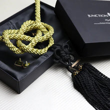 Load image into Gallery viewer, BRAND NEW UNIVERSAL VIP JUNCTION PRODUCE INTERIOR BLACK FUSA CHARM WITH GOLD KNOT