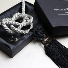 Load image into Gallery viewer, BRAND NEW UNIVERSAL VIP JUNCTION PRODUCE INTERIOR BLACK FUSA CHARM WITH SILVER KNOT