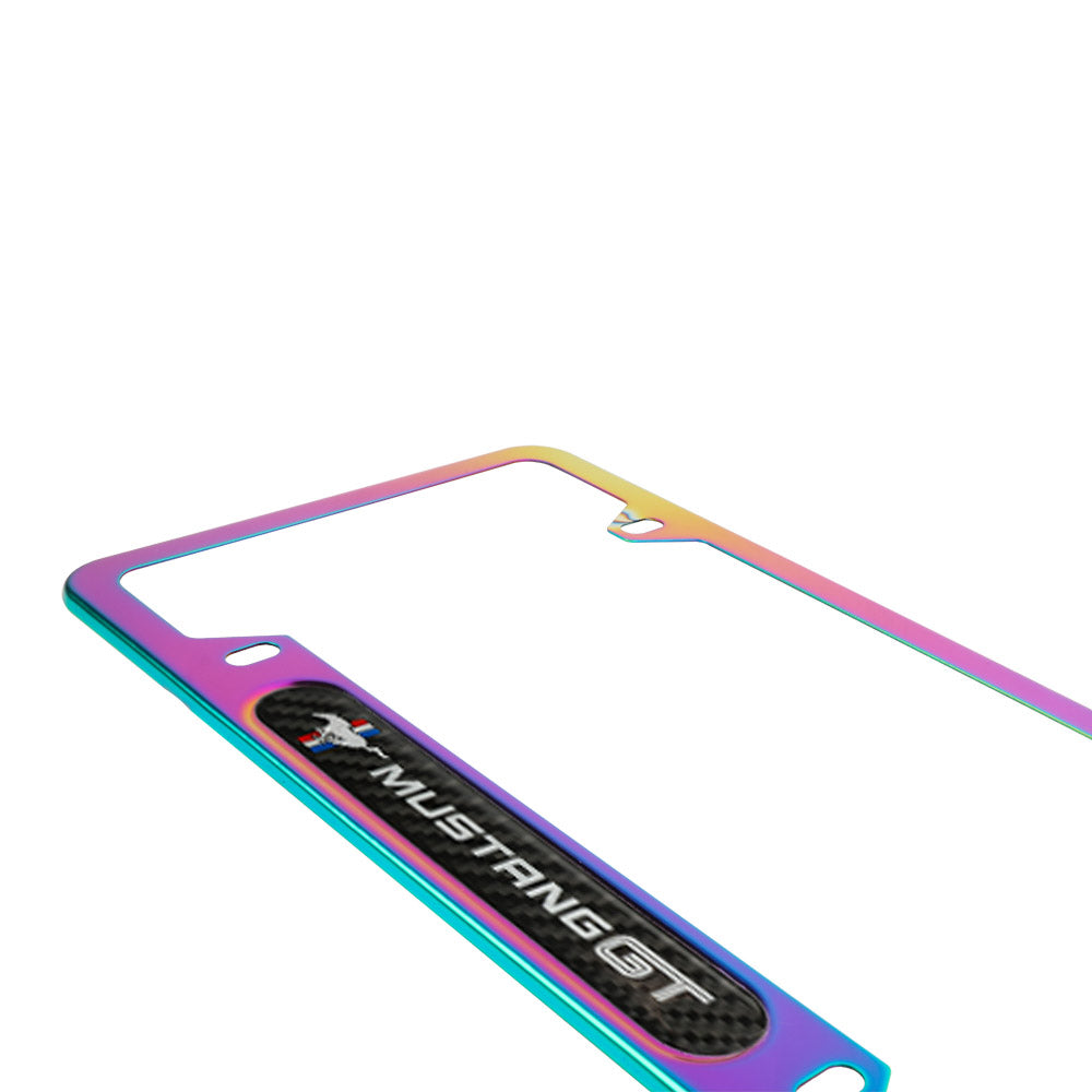 Brand New Universal 1PCS MUSTANG GT Neo Chrome Metal License Plate Frame