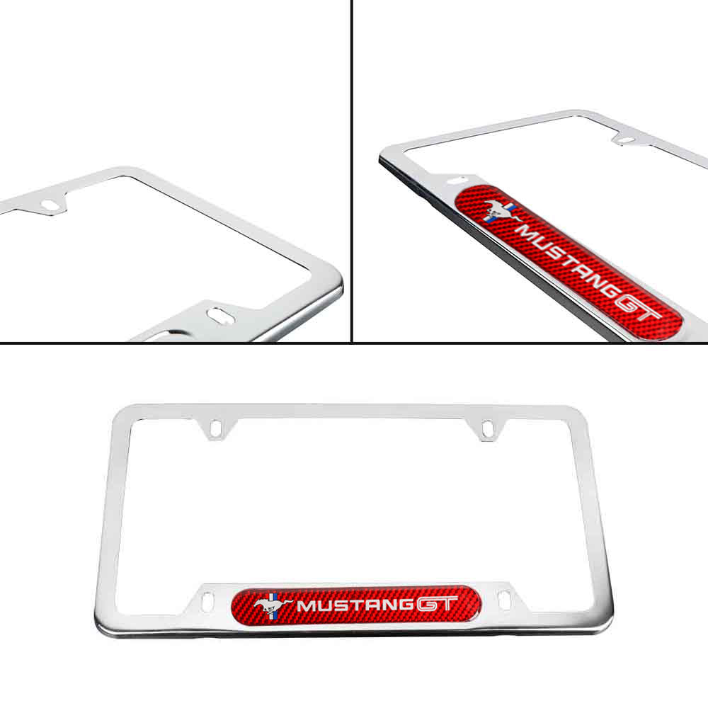 Brand New Universal 1PCS FORD MUSTANG GT Chrome Metal License Plate Frame
