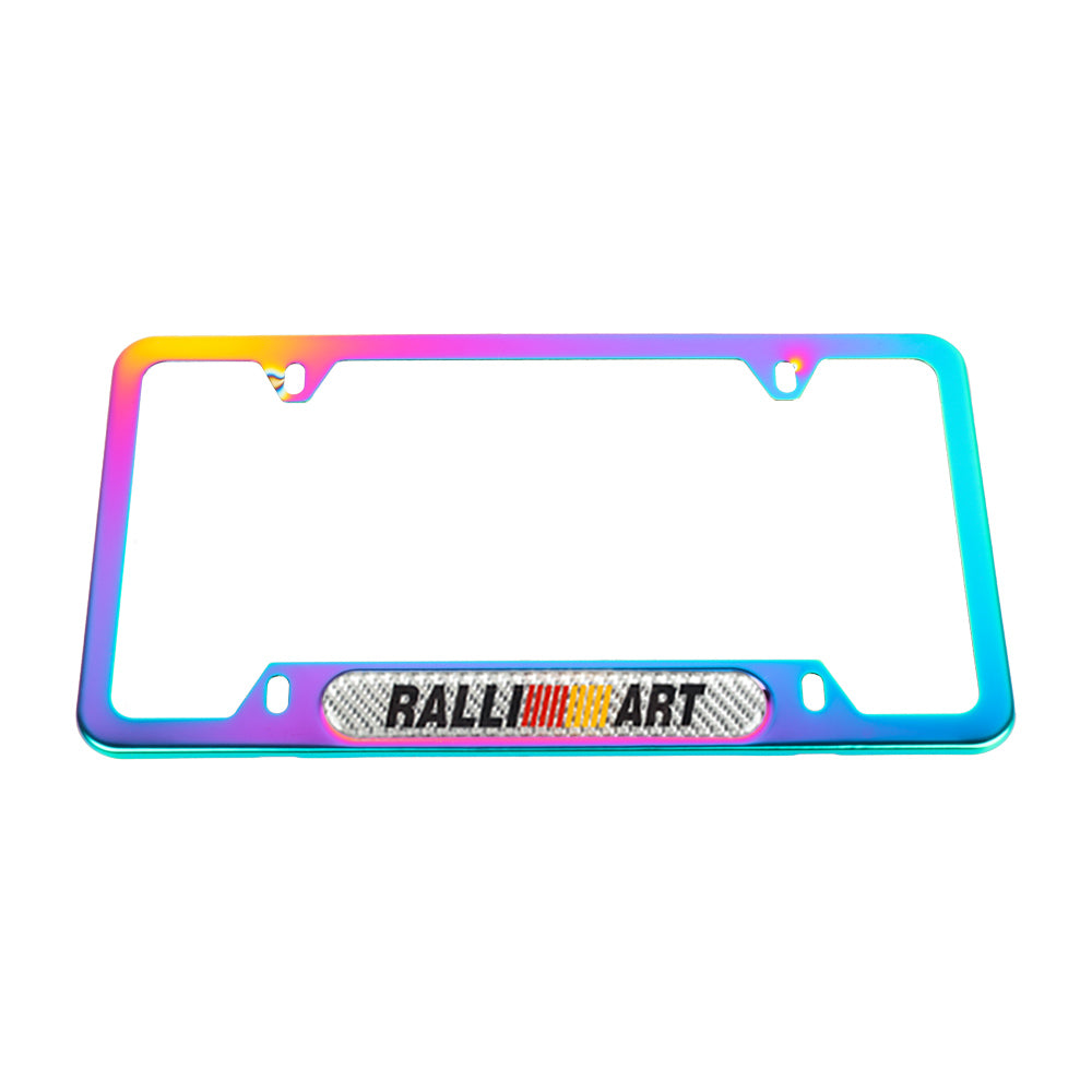 Brand New Universal 1PCS Ralliart Neo Chrome Metal License Plate Frame