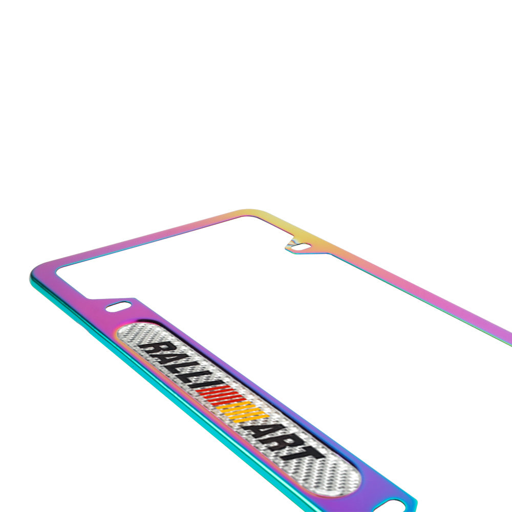 Brand New Universal 1PCS Ralliart Neo Chrome Metal License Plate Frame