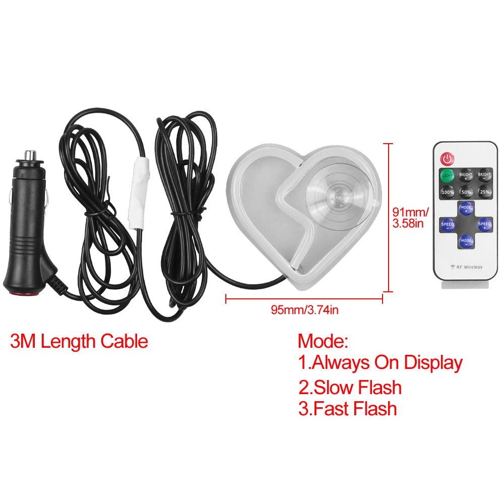 BRAND NEW UNIVERSAL BROKEN LOVE HEART WHITE LED Neon Flash Light Car Window Glow Electric Remote Control Lamp