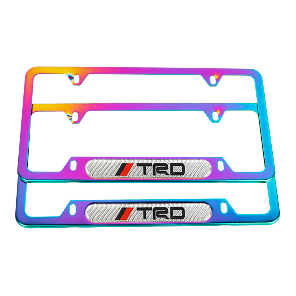 Brand New Universal 2PCS TRD Neo Chrome Metal License Plate Frame