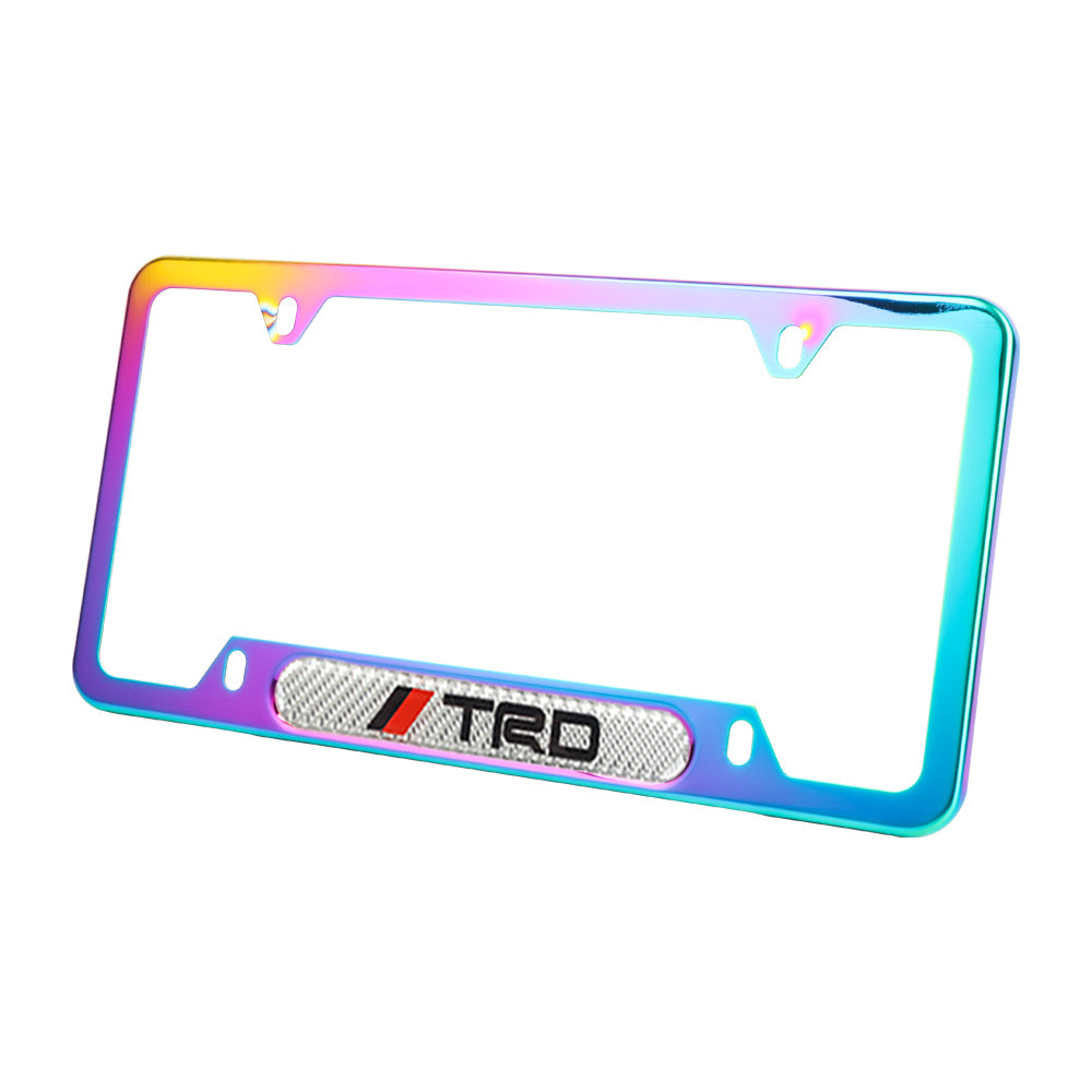 Brand New Universal 1PCS TRD Neo Chrome Metal License Plate Frame