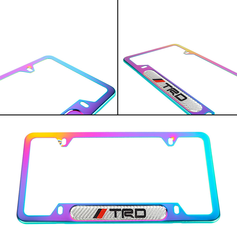 Brand New Universal 1PCS TRD Neo Chrome Metal License Plate Frame