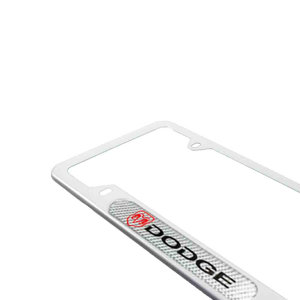 Brand New Universal 1PCS Dodge Silver Metal License Plate Frame