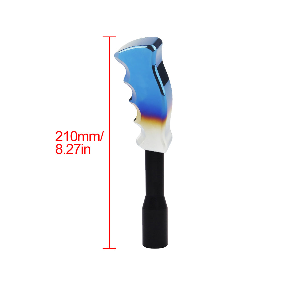 Brand New Universal Burnt Blue Aluminum Slotted Pistol Grip Handle Manuel Gear Stick Shift Knob M8 M10 M12 & Black Shifter Extender Extension