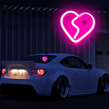 Load image into Gallery viewer, BRAND NEW UNIVERSAL BROKEN LOVE HEART PINK LED Neon Flash Light Car Window Glow Electric Remote Control Lamp