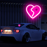 BRAND NEW UNIVERSAL BROKEN LOVE HEART PINK LED Neon Flash Light Car Window Glow Electric Remote Control Lamp