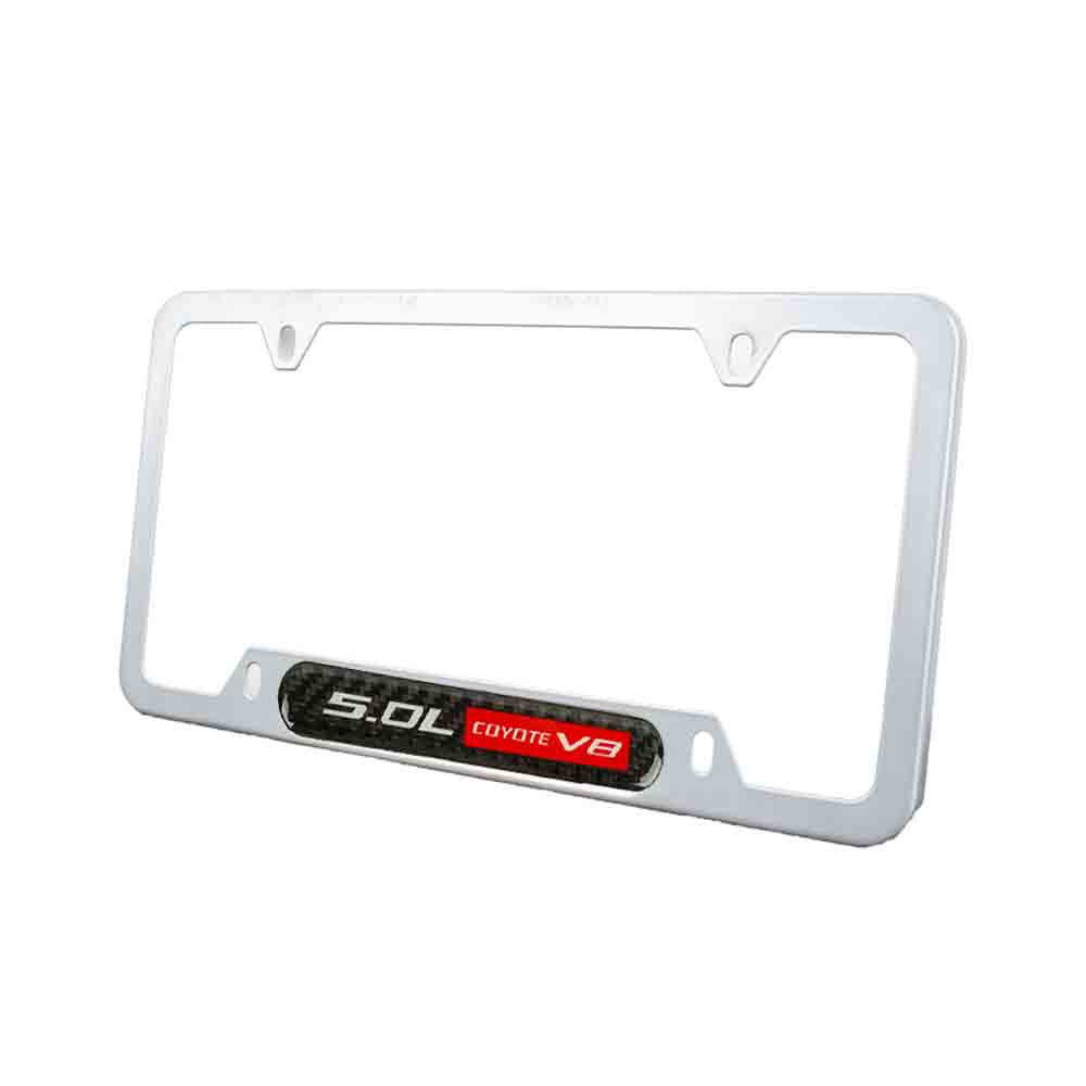 Brand New Universal 1PCS 5.0L COYOTE V8 Silver Metal License Plate Frame