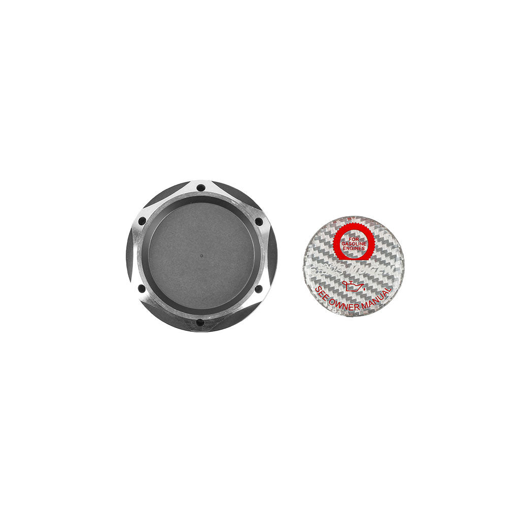 Brand New Jdm Gunmetal Engine Oil Cap With Real Carbon Fiber Mugen Sticker Emblem For Honda / Acura