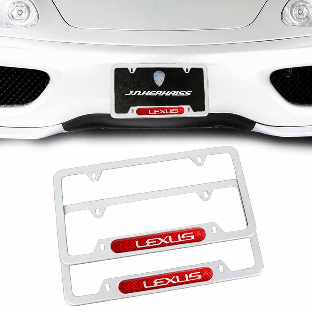 Brand New Universal 2PCS LEXUS Silver Metal License Plate Frame