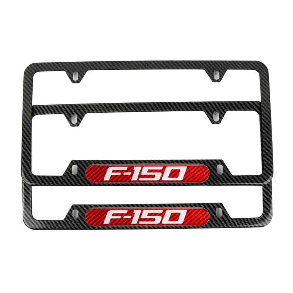 Brand New Universal 2PCS F-150 Carbon Fiber Look Metal License Plate Frame