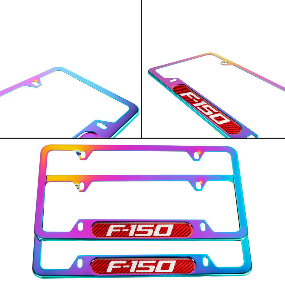 Brand New Universal 2PCS F-150 Neo Chrome Metal License Plate Frame