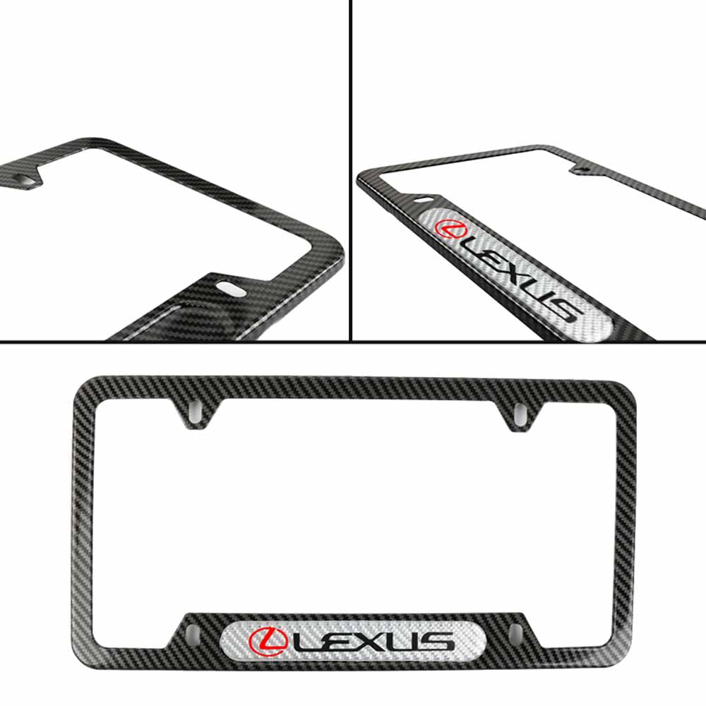 Brand New Universal 1PCS LEXUS Carbon Fiber Look Metal License Plate Frame