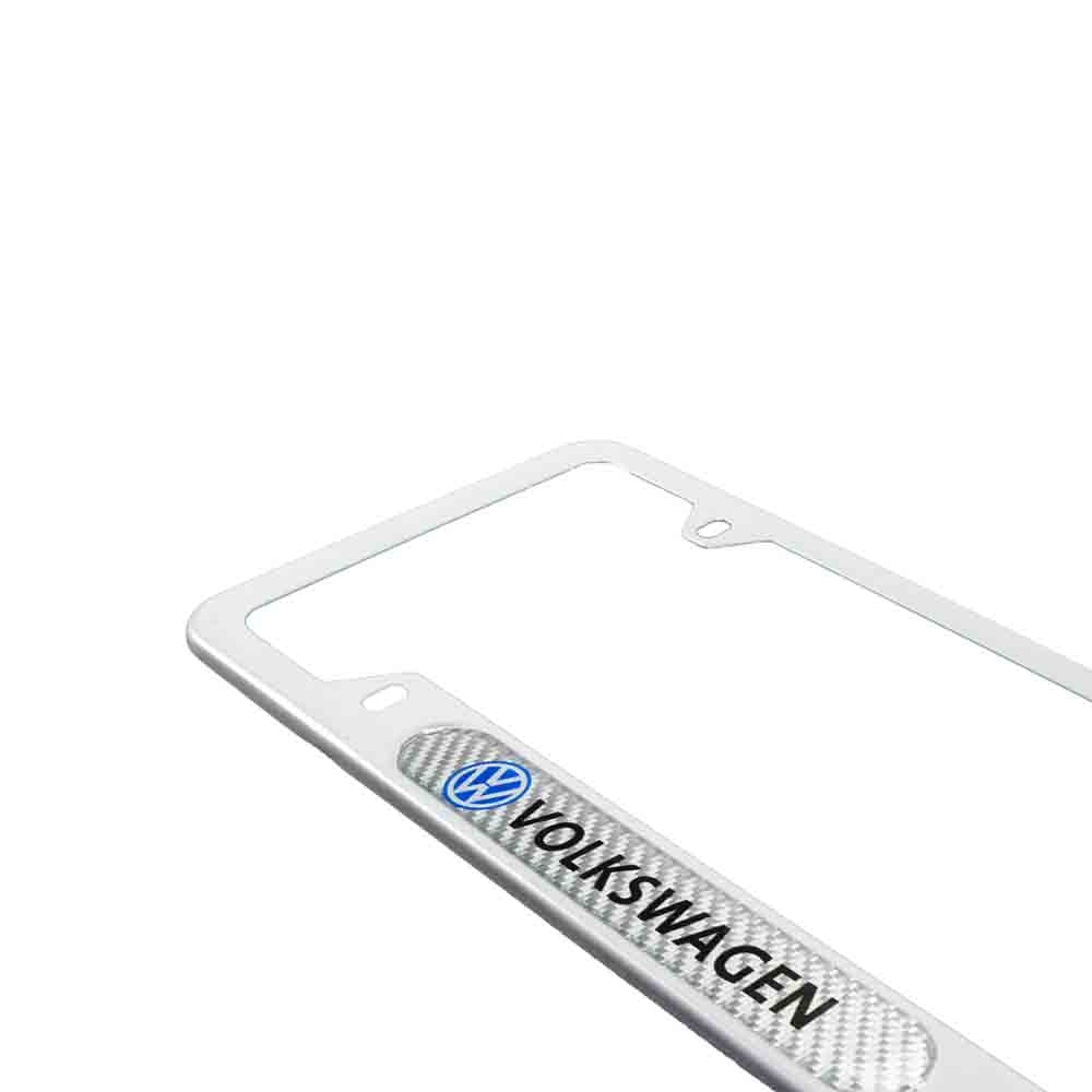 Brand New Universal 2PCS Volkswagen Silver Metal License Plate Frame