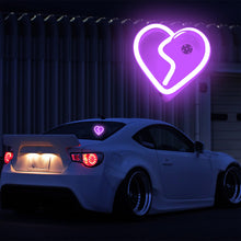 Load image into Gallery viewer, BRAND NEW UNIVERSAL BROKEN LOVE HEART PURPLE LED Neon Flash Light Car Window Glow Electric Remote Control Lamp