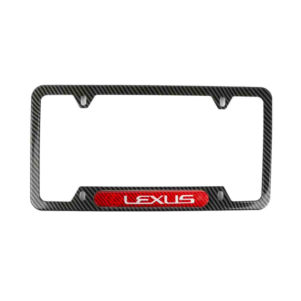 Brand New Universal 2PCS LEXUS Carbon Fiber Look Metal License Plate Frame