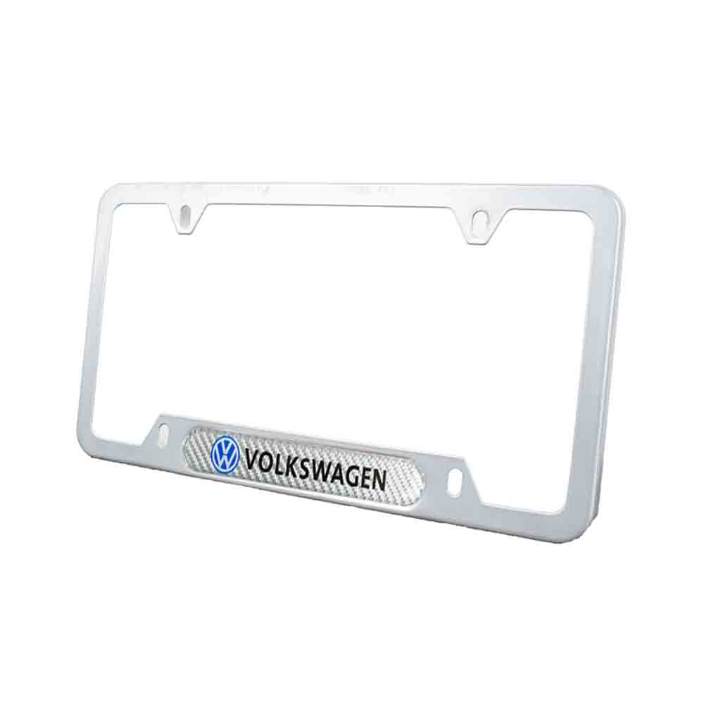 Brand New Universal 2PCS Volkswagen Silver Metal License Plate Frame