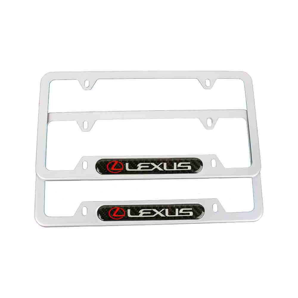 Brand New Universal 2PCS LEXUS Silver Metal License Plate Frame