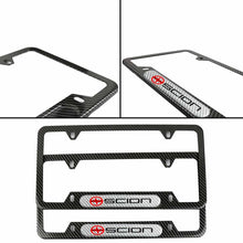 Load image into Gallery viewer, Brand New Universal 2PCS Scion Carbon Fiber Look Metal License Plate Frame